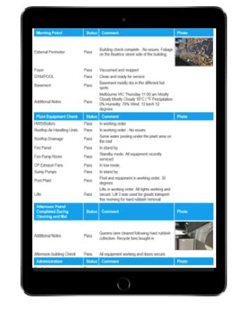 facilities management daily log report ipad